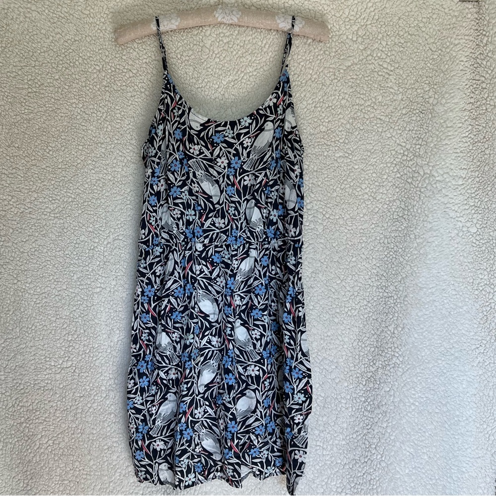 Old Navy Black Floral Mini Dress with Blue and White Print